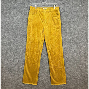 Made And Loved Loft Pants Womens 27 Yellow Corduroy Cropped Straight Leg Comfort